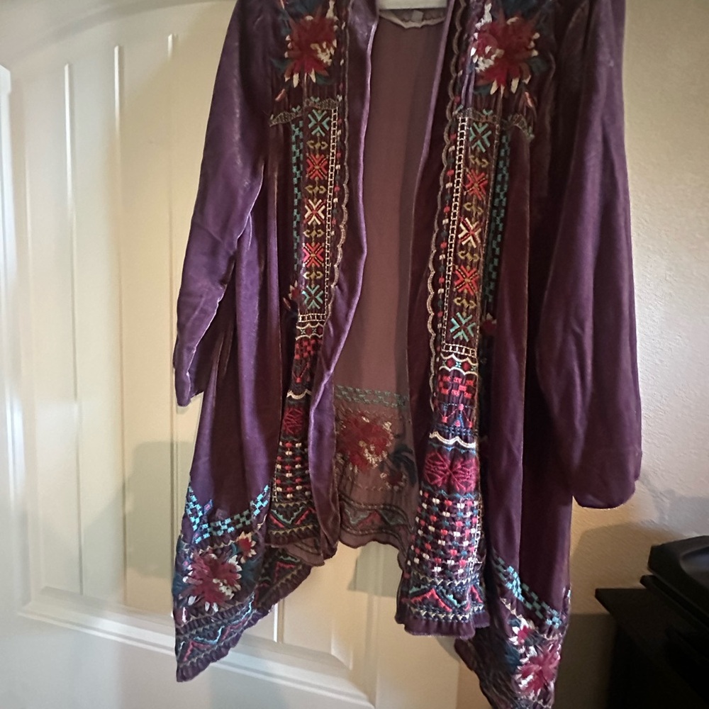 Johnny Was Purple Embroidered Tunic women’s.